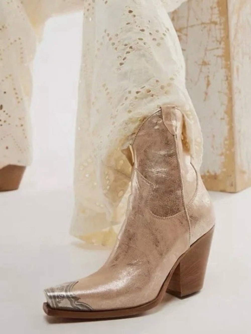 Free People Brayden Western Boots Women's Size 39 Champagne Cowgirl